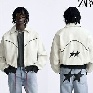Limited Edition Zara X TwoJeys New Oyster White Buffalo Leather Jacket